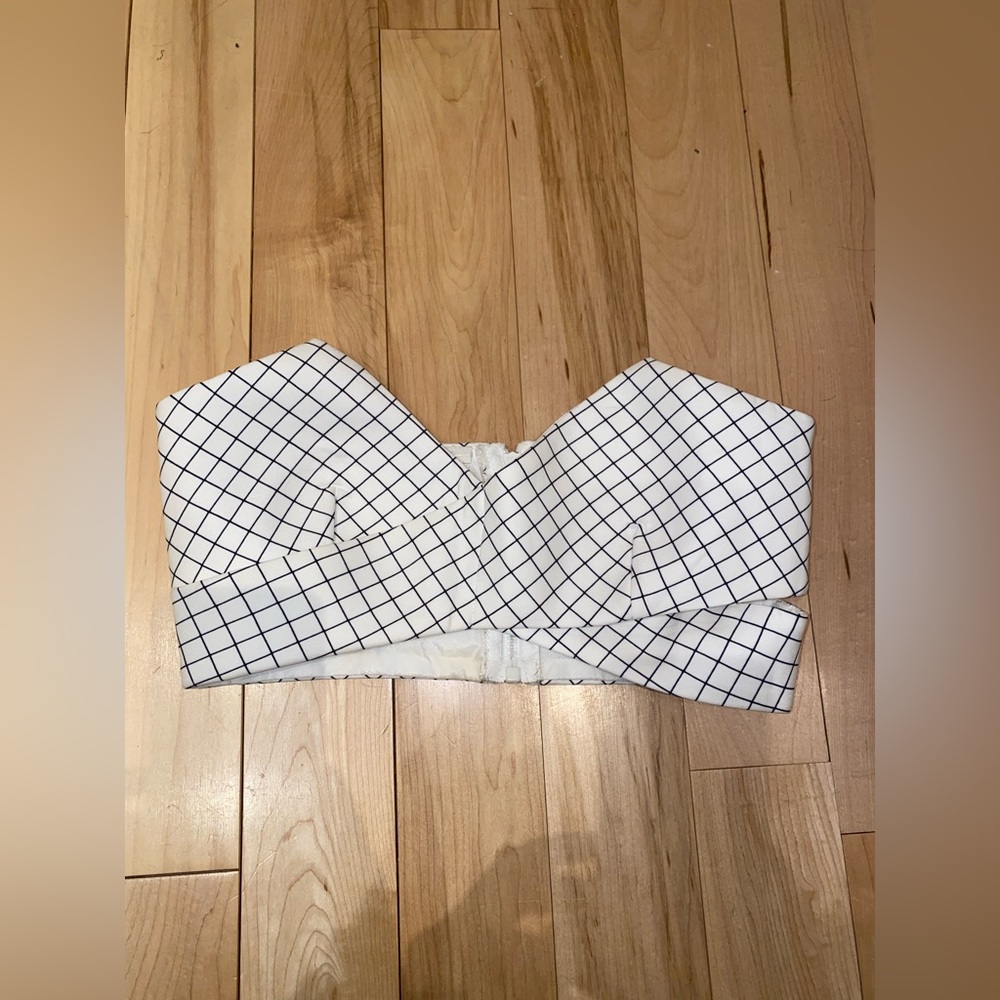 Crop tube top corset black & white checkered size small